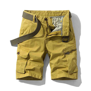 กางเกงขาสั้นทรงคาร์โก้สำหรับผู้ชายกางเกงขาสั้นผ้ายืดเอวสูงแบบลำลองกางเกงแฟชั่นทำงานมีลายสีพื้น - Product Image 1