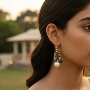 Boucles d'oreilles pendantes en argent 925 avec améthyste verte pour femmes, à porter au quotidien - Product Image 2