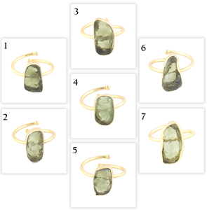 New Fashion High Quality Natural Raw Moldavite Gemstone <b>Rings</b> Ravishing Gold Plated Handmade Open <b>Adjustable</b> <b>Rings</b> Gift for Her - Product Image 2