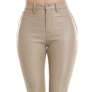 กางเกงเอวสูงสำหรับผู้หญิงกางเกงสกินนี่ PU แบบลำลองสำหรับฤดูหนาวดีไซน์ล่าสุด - Product Image 3