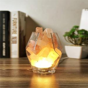Clear Glass Salt Lamp <b>Night</b> <b>Light</b> Bedroom Bedside Lamp with Usb Port <b>Dimmable</b> LED Table Lamps Romantic Himalayan Pink Salt <b>Light</b> - Product Image 2