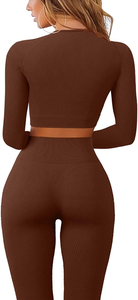 Conjunto de Yoga para mujer, ropa de gimnasio, mallas sin costuras para levantar glúteos + sujetador, traje de Yoga sin costuras para mujer, ropa de gimnasio de cintura alta para Fitness - Product Image 3