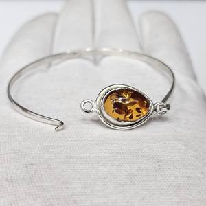 Bracelet en argent sterling 925 avec pierre précieuse en ambre de la Baltique en forme de poire, bijoux fins faits à la main, taille ajustable pour femmes, vente en gros - Product Image 5