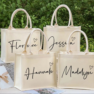 Bolso de mano de arpillera Aubusson personalizado, regalo perfecto para damas de honor, playa, boda, despedida de soltera, bordado floral - Product Image 1