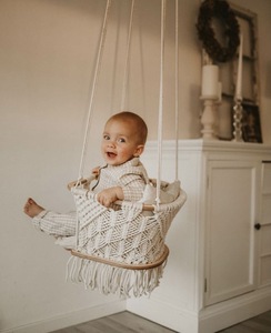 Balançoire pour bébé en macramé faite à la main, jardin extérieur, maison, balançoire pour bébé de luxe, chaise hamac pour enfants - Product Image 4
