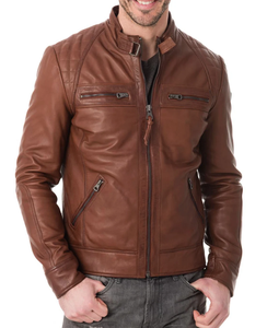 Nouvelle conception confortable, veste en cuir pour homme, best-seller, nouvelle conception, cuir véritable de café pour l'hiver, veste d'hiver pour homme - Product Image 1