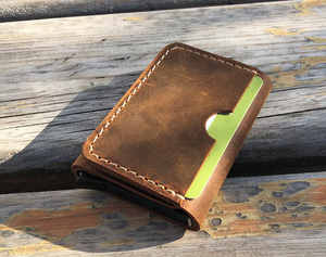 Portefeuille unisexe fin en cuir véritable avec fermeture ouverte, doublure en lin de grande longueur - Design minimaliste pour hommes et femmes - Product Image 6