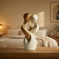 Sculpture de couple en bois 2D moderne et élégante, art abstrait minimaliste pour amoureux, décoration d'espace |   Figurine de couple en bois d'ingénierie, cadeau
