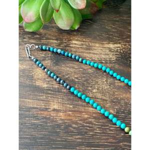 Navajo Handmade Multi-Color Turquoise & Sterling Silver Beaded Ball-Shape Necklace - Product Image 5