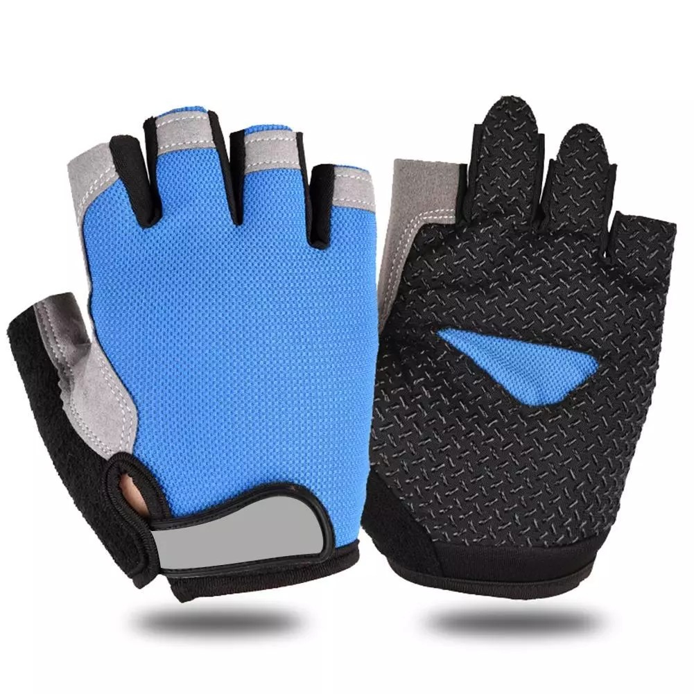 Unisex Men and Women Half-Finger Nylon Gloves With Suede Palm & Silica Gel Padding for Biking Cycling Workout & Bicycle Riding