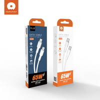 Câble de données USB Type-C vers Type-C WUW PD 65W avec gaine en PVC, charge rapide pour appareils photo et mobiles, 1 mètre, assurance qualité