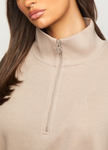 Sudadera de manga larga con cuello y cremallera para mujer, venta al por mayor, Jersey sin costuras con media cremallera para entrenamiento, color sólido - Product Image 5