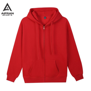 Sweat à capuche oversize en molleton épais 100% coton de haute qualité pour homme Aifran Sports, personnalisable avec logo, fermeture éclair - Product Image 2