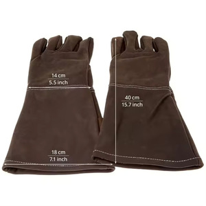 Soldadura Industrial de cuero 15,7 "Guantes de soldadura reforzados de cuero de manga larga Función Guantes de seguridad industrial anticalor - Product Image 1