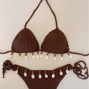 Womens Bikini Bandeau Swimwear <b>Crochet</b> Bikini <b>Set</b>, Brown Bikini, (color 26) - Product Image 2