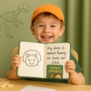 LABON Dino Doodle Kids Creative Journal A5 Cuaderno <span class=keywords><strong>de</strong></span> dibujo con lindo tema escolar <span class=keywords><strong>de</strong></span> Arte <span class=keywords><strong>de</strong></span> dinosaurio <span class=keywords><strong>para</strong></span> niños y niñas - Product Image 4