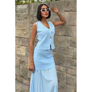 Ensemble décontracté gilet et jupe plissée en tricot 10001 - Product Image 5