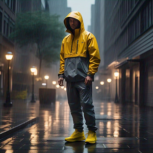 ชุดวอร์มกันลมสำหรับผู้ชายเสื้อฮู้ดมีซิปสีเหลืองชุดกันฝนสำหรับผู้ชายชุดเดินเขากันน้ำ - Product Image 6