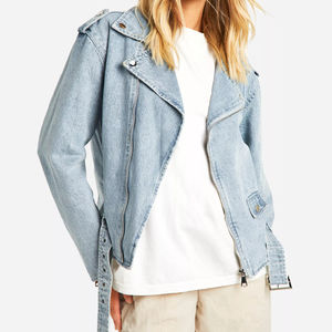 Chaqueta vaquera de manga larga con estilo para mujer de alta calidad, ropa de abrigo azul informal en tela de talla grande con técnicas impresas - Product Image 2