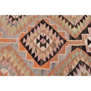 Turkish Vintage <b>Runner</b> <b>Rug</b> 3.2x9.8 ft, Orange Black Camouflage Wool <b>Rug</b> - Product Image 5