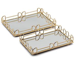 Plateau de service décoratif en métal de designer, pour restaurants, hôtels, table, plateau de service décoratif en métal et verre, prix abordable - Product Image 3