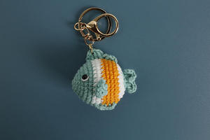 พวงกุญแจปลาถักโครเชต์น่ารัก ของตกแต่งกระเป๋าสัตว์ทะเลถักไหมพรม สำหรับผู้หญิง เด็กๆ กุญแจรถ ของขวัญ - Product Image 6