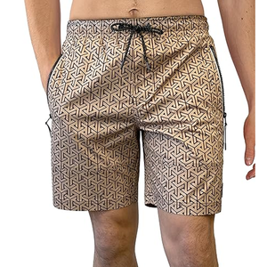 Shorts coupe-vent pour homme en coton 100% uni, imprimés sur mesure, respirants et de haute qualité - Style urbain, taille mi-haute avec cordon de serrage - Product Image 1