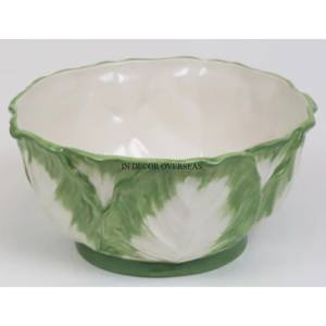 Admirable Designer Blanc Et Vert Couleur Belle Émail Fini Qualité Supérieure En Métal Fruits Servir Et Table Bol Décoratif - Product Image 1