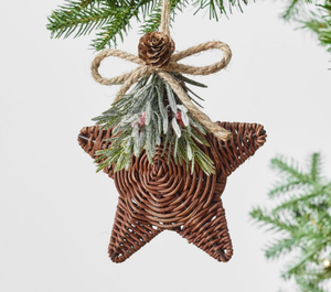 Ornements de Noël en rotin tissés à la main-Décorations de vacances suspendues rustiques naturelles et écologiques pour arbre de Noël et décoration intérieure - Product Image 4