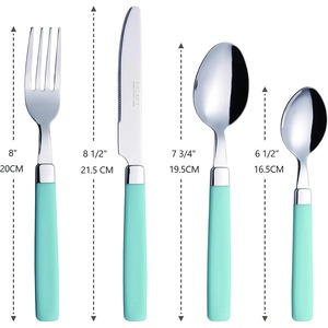 Juego de cubiertos de cabeza plateada con mango de resina azul, vajilla de comedor Premium duradera de acero inoxidable para uso doméstico, cocina y fiesta - Product Image 4