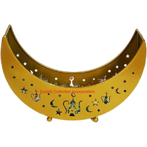 Plateau de service élégant en métal noir pour Ramadan Eid Mubarak, décoration du festival islamique, assiette à dessert et à collation pour décoration de table - Product Image 4