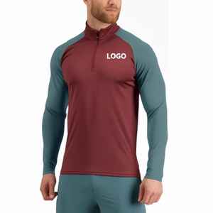 Hucai personnalisé pour hommes à manches longues col rond demi-fermeture éclair sportif polaire haut d'entraînement vêtements de sport Muscle Zip athlétique chemise de sport - Product Image 6
