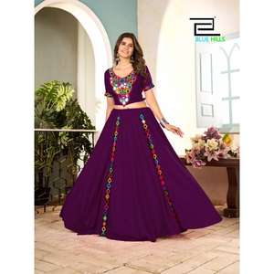 This festival Season Real mirror work blouse with flaired <b>Skirt</b> - Product Image 1