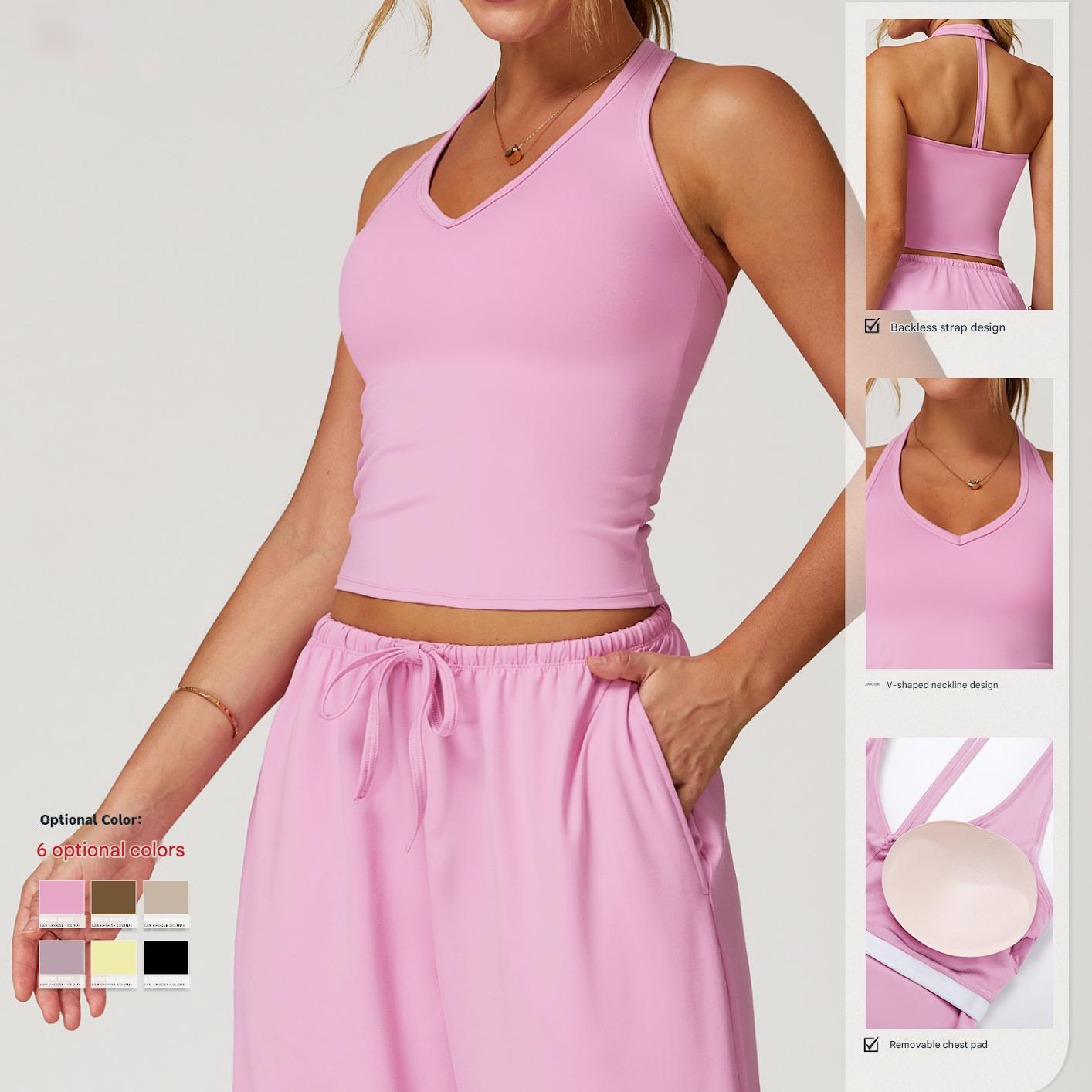 Lanyu Breathable Short Brushed Yoga Vest V-Neck Fitted Racerback Sports Bra Running Workout Fitness Tank Top for Women Exercise