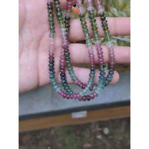 Perles de pierres précieuses naturelles multi-tourmalines 5-5,5 mm, lisses, polies, en forme de rondelle, avec jeu de couleurs, 15-16 pouces, pour la fabrication de bijoux - Product Image 2