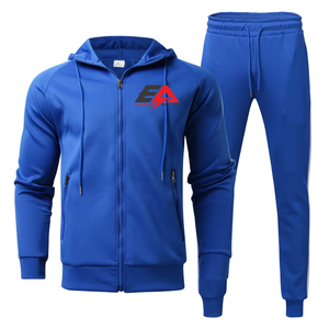 Conjunto Deportivo de Sudadera con Capucha y Pantalones Jogger para Hombre, 100% Algodón, Corte Ajustado, Tallas Grandes, con Logotipo Personalizado, para Gimnasio, Invierno - Product Image 1