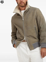 Veste en simili cuir vert olive pour homme, doublure en sherpa, fermeture éclair, respirante, coupe-vent, mode hiver, parfaite pour le froid