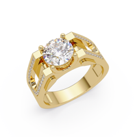 Bague de fiançailles solitaire haut de gamme en or pur 14 carats, diamant de laboratoire rond de 1,00 ct certifié IGI, pour homme