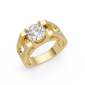 Anillo de compromiso solitario de alta gama para hombre, oro puro de 14K, certificado IGI, diamante cultivado en laboratorio de corte redondo de 1.00 ct. - Product Image 2