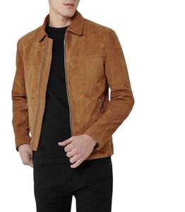 Veste en cuir pour homme tendance, veste en cuir véritable simple et populaire de couleur unie pour l'automne et l'hiver - Product Image 1