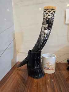 Corne de Buffalo de haute qualité bateau Viking corne à boire artisanat naturel de Style Animal artisanal pour les célébrations de Noël Pâques - Product Image 3