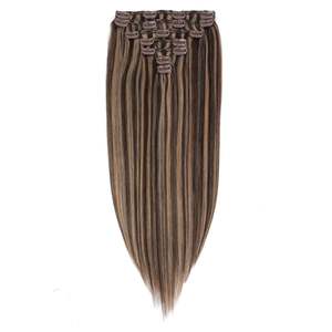 Extensions de cheveux à clipser 21 pouces Cheveux brésiliens Remy Kinky Straight 1B & 99J Brun foncé Mélange blond naturel - Product Image 3