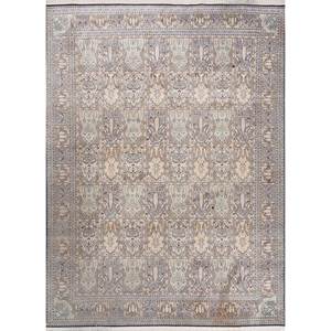 Tapis en soie noué à la main Gulmarg Blue Pae-6011, tapis décoratif floral pour la maison - Product Image 1
