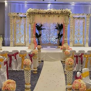 Mandap de Madera para Bodas Gujarati, Elegante Mandap de Boda con Temática Blanca, Decoración Tradicional India para Bodas en Estados Unidos - Product Image 6
