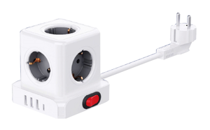 Base modulare con 5 prese + 3 porte USB + USB-C/Switch, 1,5 m, bianco (F-Bright 1002910) - Product Image 1