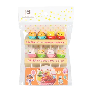 ग्रीन चीनी मिट्टी के फल कांटा सेट Bento बॉक्स सामान बच्चों के लिए पार्टी Toothpicks ऐपेटाइज़र के लिए प्लास्टिक फल कांटा