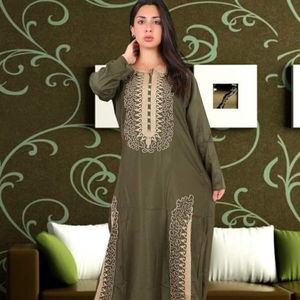 ดูไบ Jalabiya การออกแบบล่าสุดฝ้ายปัก Jalabiya สำหรับผู้หญิงเสื้อผ้าอิสลาม Jilbab 2022 - Product Image 1