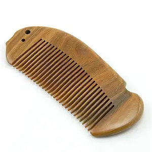 Factory custom logo natural peach wood beard comb NG portable travel pattern carved wood lice comb