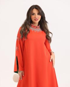 Venta al por mayor personalizado de lujo pequeño satén Abaya Kaftan de seda alta ropa islámica de las mujeres con mangas con volantes estilo de Dubai para los musulmanes - Product Image 2