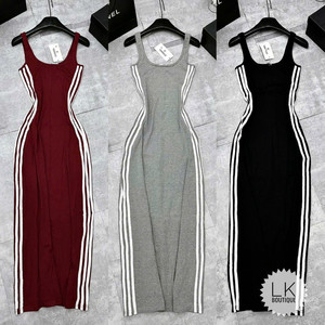 Algodón de alta calidad Stretch XL Maxi Strapless Tank Dress Solid Weekender Outings Vestidos casuales esenciales al por mayor - Product Image 2